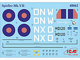 Пластикова модель 1/48 ICM 48062 Британський винищувач Spitfire Mk.VII, фото 2