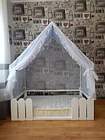 Кроватка-домик "Сказка" для мальчика, кровать Монтессори для детей, каркас+шатер+ матрас