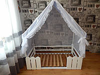 Кроватка-домик "Сказка" для мальчика, кровать Монтессори для детей, каркас + шатер