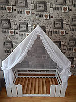 Кроватка-домик "Сказка" для девочки,кровать Монтессори для детей, каркас + шатер