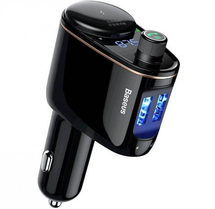 Адаптер автомобільний BASEUS S-06 Локомотив Bluetooth FM 2USB, 2.4 A, чорний, фото 1