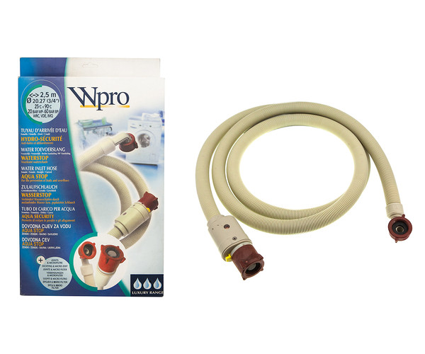 Шланг подачі води Wpro (2.5 м, 3/4) з функцією AquaStop - 481953028926, фото 1