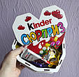 Подарункова коробка "Кіндер" 20 див. Серце з тюльпанами. Бокс для цукерок. Подарунок на 8 березня, День народження!, фото 5
