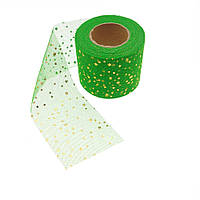 Фатин з зірочками ЗЕЛЕНИЙ, 6 см, 1 м