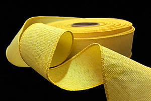 Мішковина декоративна з дротяним кантом,жовта, 38 мм