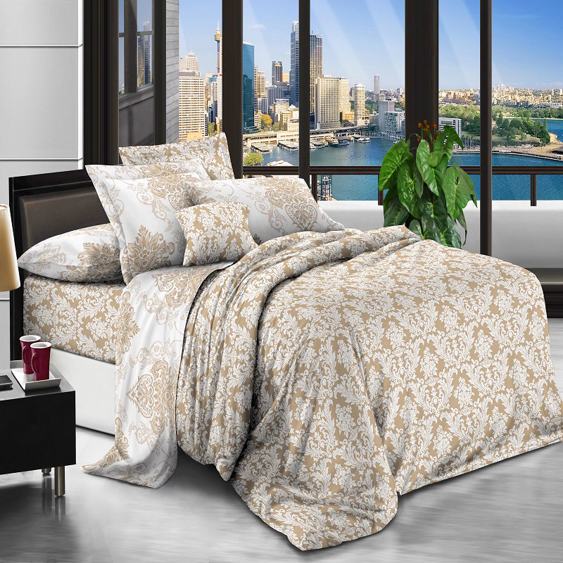 Постільна білизна Королева Ночі (Ранфорс) | Євро комплект | 50х70 | Орнамент на бежевому, фото 1