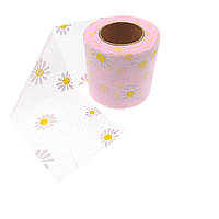 Фатин з ромашками РОЖЕВИЙ, 7.5 см, 1 м