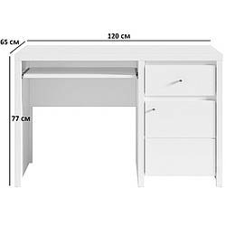 Стіл комп'ютерний з тумбою Крістіна BIU1D1S120 120х65см німфея альба з білими глянсовими фасадами БРВ-Україна