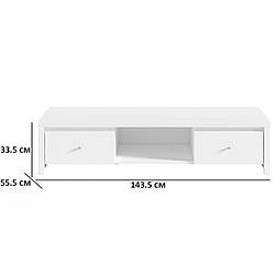 Тумба під телевізор Крістіна RTV2S/120 144х34х56см німфея альба з білими глянсовими фасадами БРВ-Україна