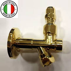 Золотий кутовий запорний клапан з фільтром Bugnatese Італія 19251