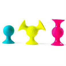 Набір сенсорних брязкалець на присосках Fat Brain Toys pipSquigz 3 шт. (F089ML), фото 3