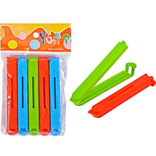 Набір застискачів для пакетів 5шт Color 11х1,4х1,2см арт. X3-71, фото 1