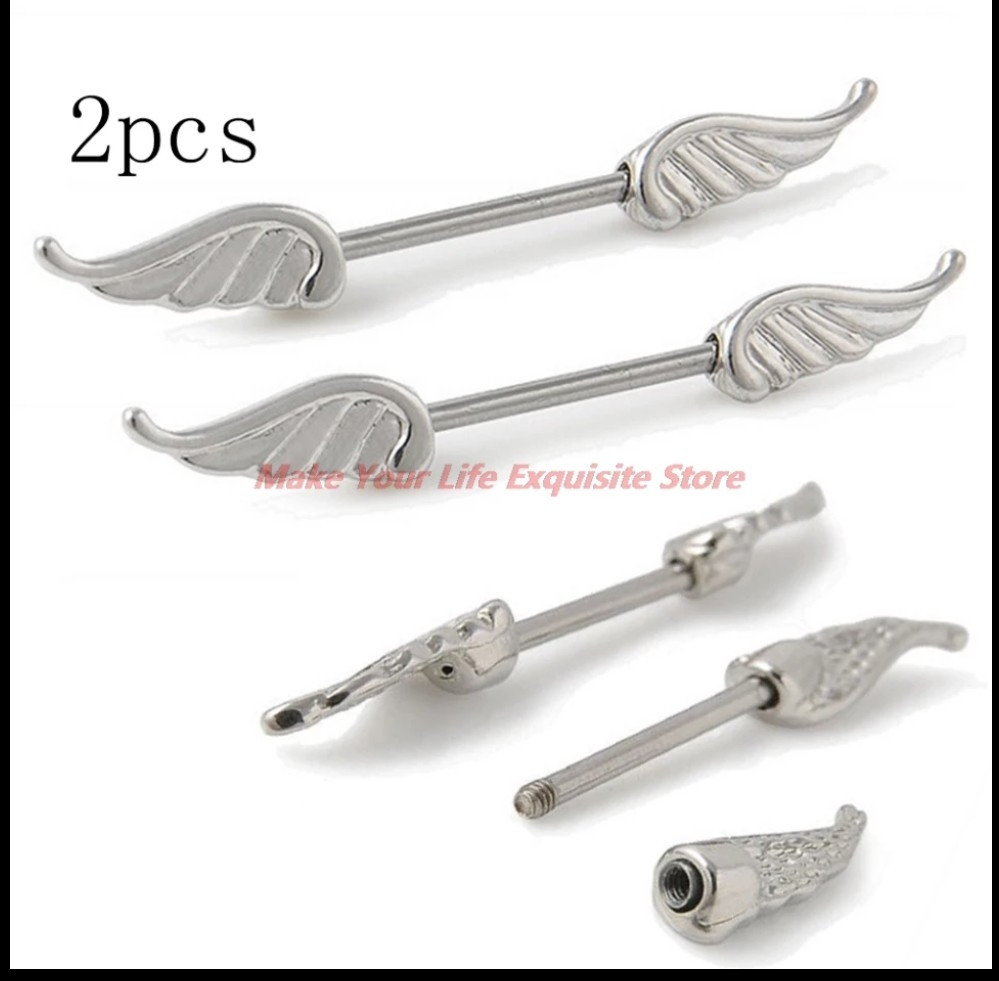 Сережки для пірсингу сосків крила. Пірсинг сосків 2 шт., фото 1