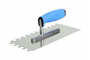 Тертка-гладилка з неірж сталь PROFI двокомпонентна ручка 270 x 130 мм VIROK зуб 6 х 6 (14V006)