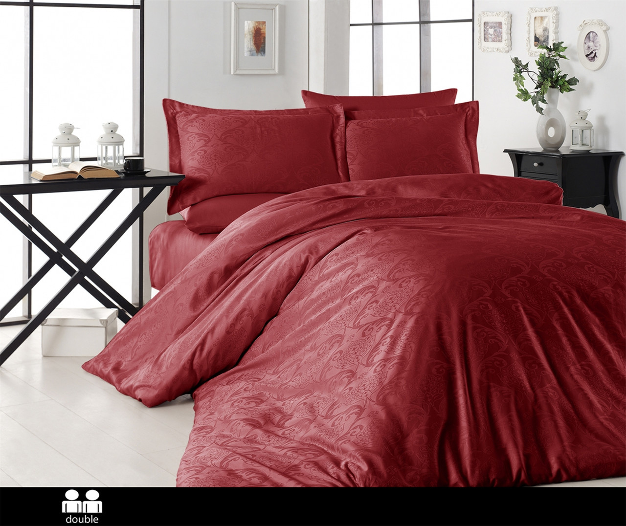 Постільна білизна First Choice Jacquard Satin Dark Eeries - Trudy Red