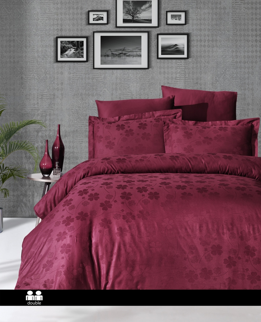 Постільна білизна First Choice Jacquard Satin Dark Eeries - Clover Dark Red