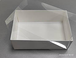 Подарункова коробка з прозорою кришкою 250*160*95 біла