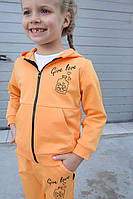 Яркий спортивный Костюм для девочки оранжевого цвета, двунитка р 86,92,98,104