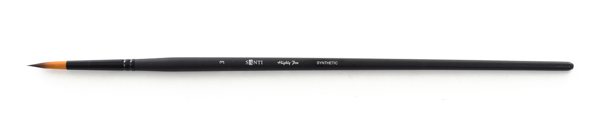 Кисть художественная, синтетика "Santi Highly Pro", длинная ручка, круглая, №3