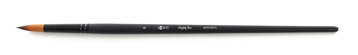 Кисть художественная синтетика "Santi Highly Pro", длинная ручка, круглая, №6