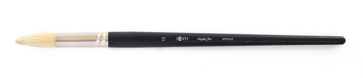Кисть художественная щетина "Santi Highly Pro", длинная ручка, круглая, №12