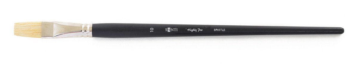 Художній пензель, щетина "Santi Highly Pro", довга ручка, плоска, №10