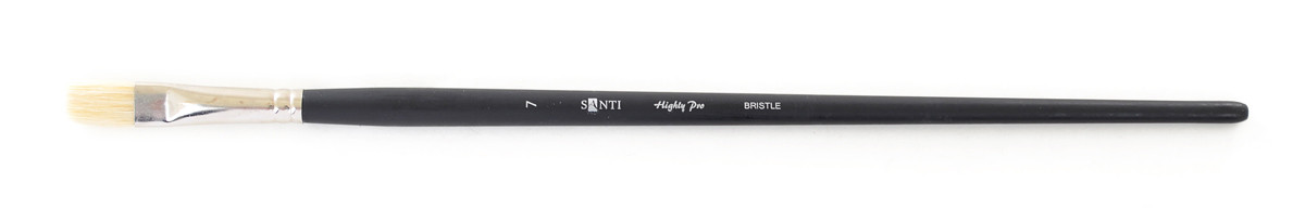 Кисть художественная щетина "Santi Highly Pro", длинная ручка, плоская, №7