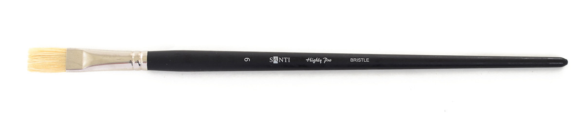 Кисть художественная щетина "Santi Highly Pro", длинная ручка, плоская, №9