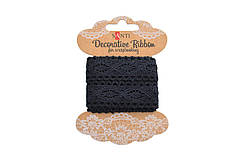 Мереживна стрічка чорна, 25мм, 2м