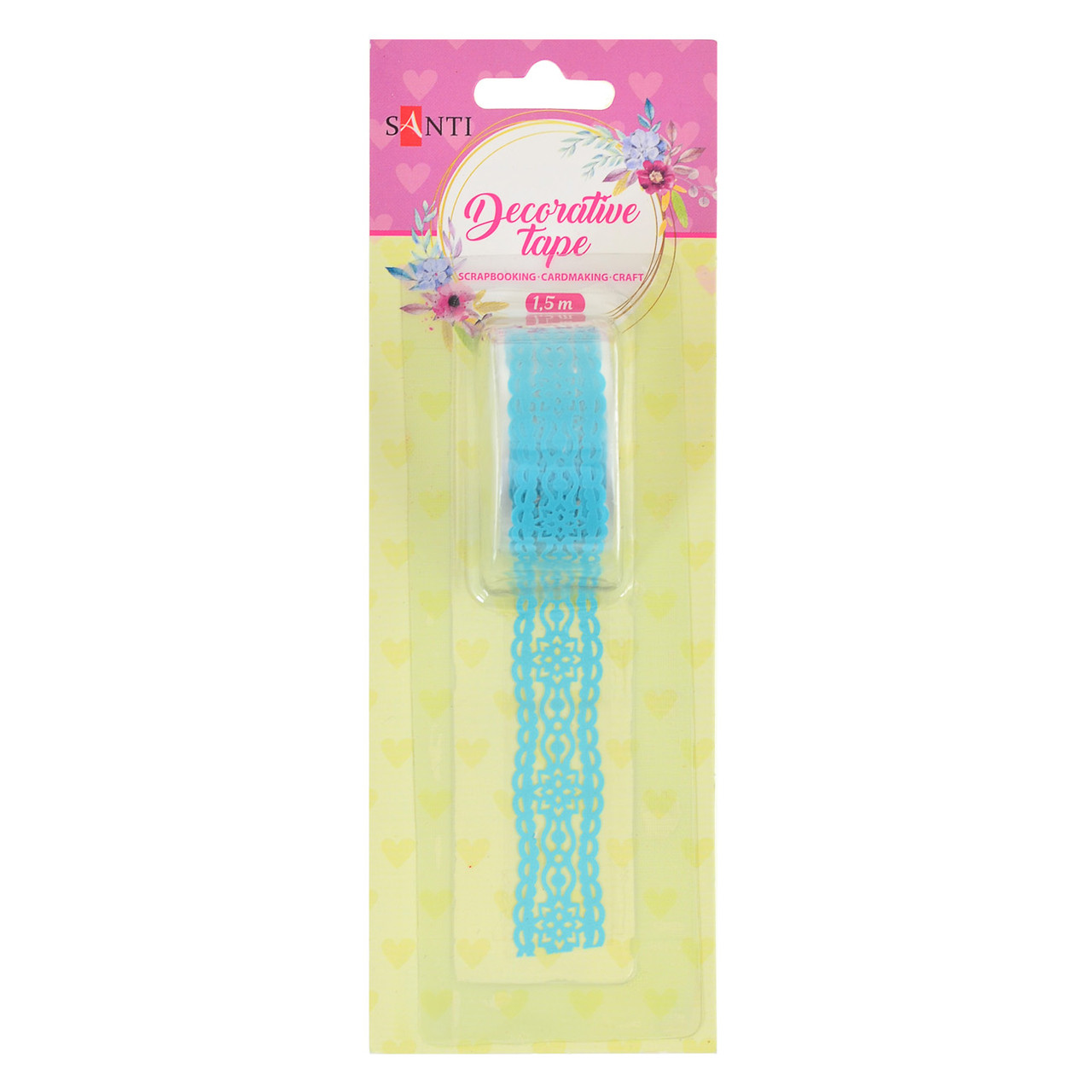 Стрічка фігурна самоклеюча паперова, "Мереживо", блакитна, 1.5 м, фото 1