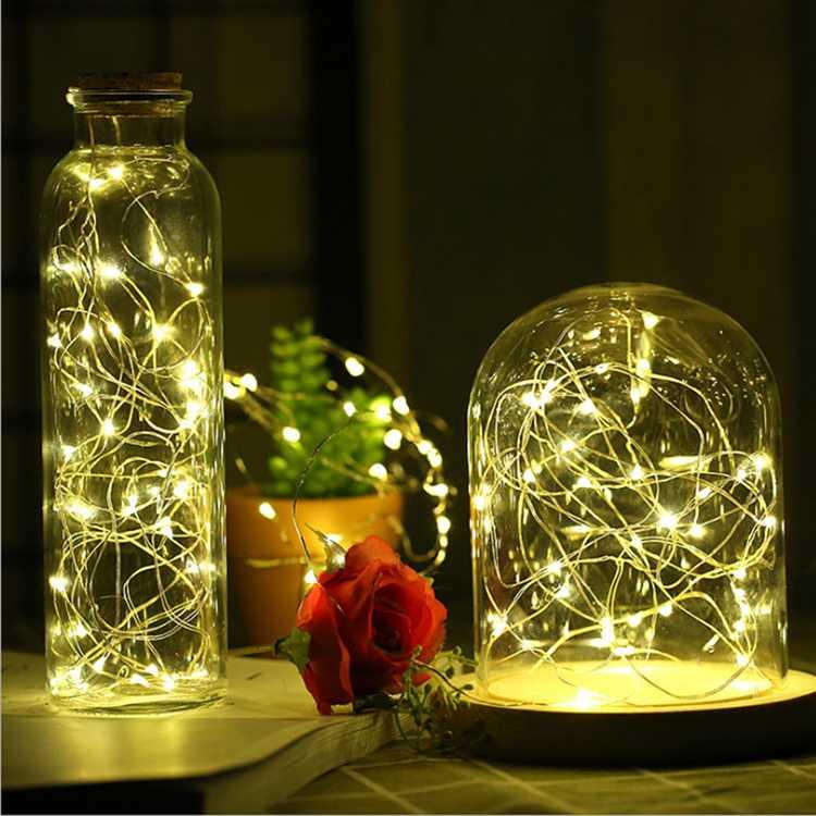 Дротяна декоративна гірлянда на батарейках + USB 100 Led 10 м Теплий білий (KG-4177)