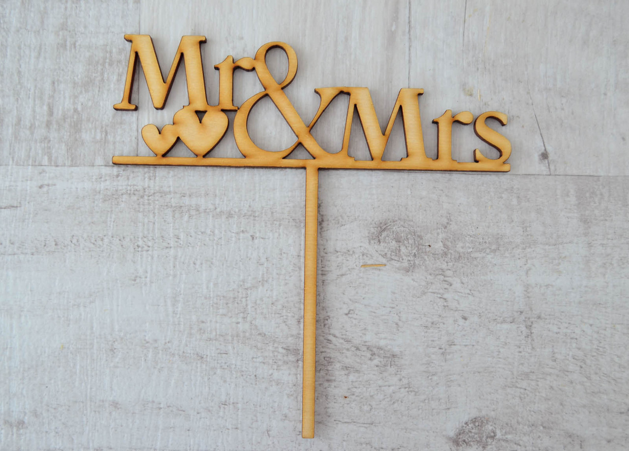 Фігура з фанери 0,4 "Напис для торта" Mr & Mrs ", 17 * 17см