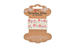 Бавовняна стрічка з малюнком "Польові квіти", 2м