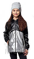 Детская демисезонная куртка из экокожи для девочки Mevis черная