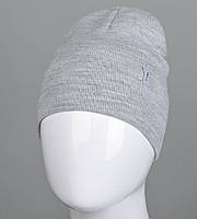Демисезонная вязаная шапка (С2211), Светло-серый меланж