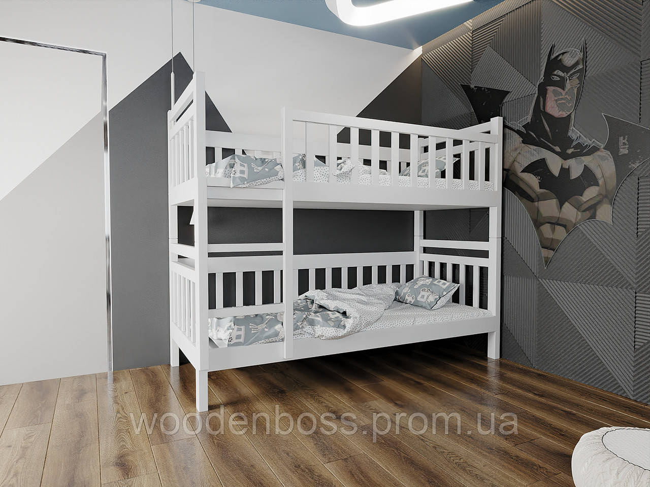 Ліжко двоярусне дитяче підліткове від "Wooden Boss" Олександр (спальне місце 90 см х 190/200 см)