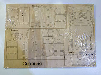 Дерев'яні меблі для лялькових будиночків. Меблі для будиночків.