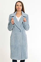 Женское кашемировое демисезонная пальто, голубое, приталенное под пояс, на пуговицах