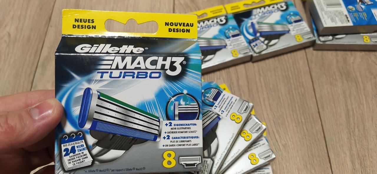 Картиджи касети лізвію Gillette Mach 3 Turbo 8 Джилет Мак 3 Турбо 8 шт