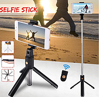 Селфі палиця-тринога штатив для телефона з пультом Bluetooth S03 Чорний