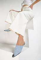 Блакитні стильні замшеві мюлі