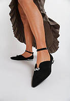 Чорні замшеві балетки на плоскій підошві