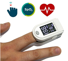 Пульсоксиметр SP02 сірий із чорно білим дисплеєм, Oxiometer прилад для вимірювання кисню в крові