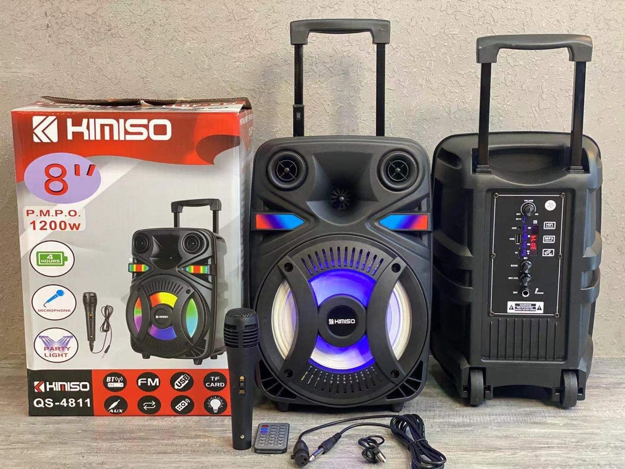 Портативна колонка Kimiso QS-4811 Bluetooth, з мікрофоном для караоке, FM радіо, MP3, пультом