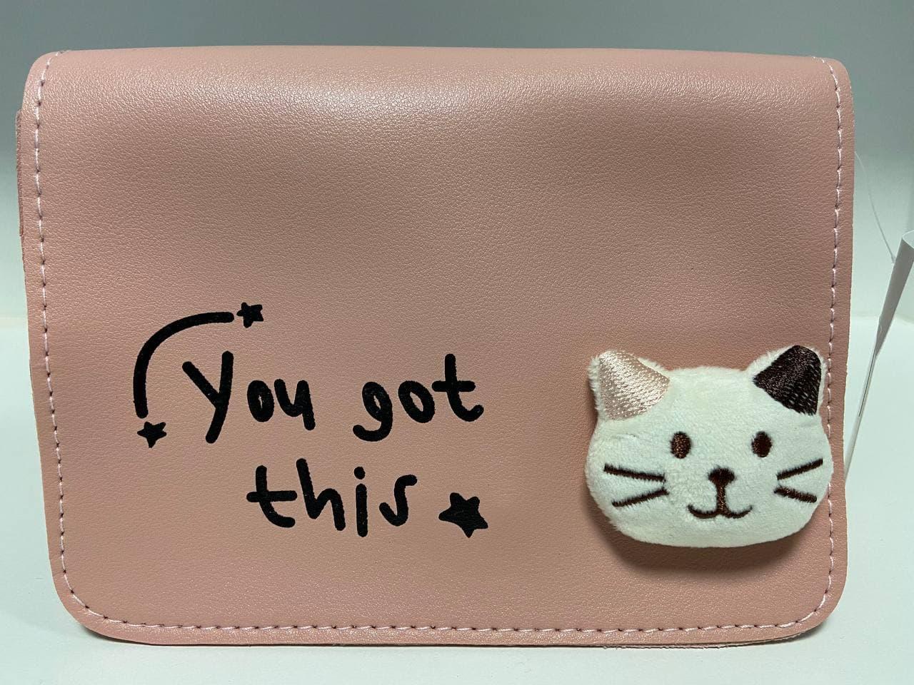 Стильна жіноча сумка з котиком D5053 Пудра