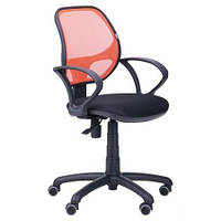 Кресло офисное Байт подлокотники АМФ-5 сиденье сетка черная, спинка сетка красная (AMF-ТМ) підлокітники АМФ-4, сидіння Сітка чорна, спинка Сітка помаранчева