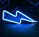 Настінний неоновий світильник нічник Блискавка синій, фото 6