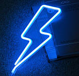 Настінний неоновий світильник нічник Блискавка синій, фото 5