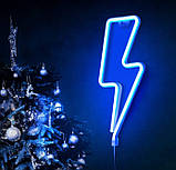 Настінний неоновий світильник нічник Блискавка синій, фото 8