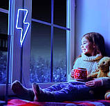 Настінний неоновий світильник нічник Блискавка синій, фото 7